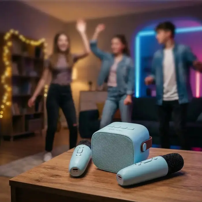 Blavec Portable Bluetooth Speaker WS-07 Karaoke Party - 5W with 2 microphones (WS07-2MBL) blue Foto 6