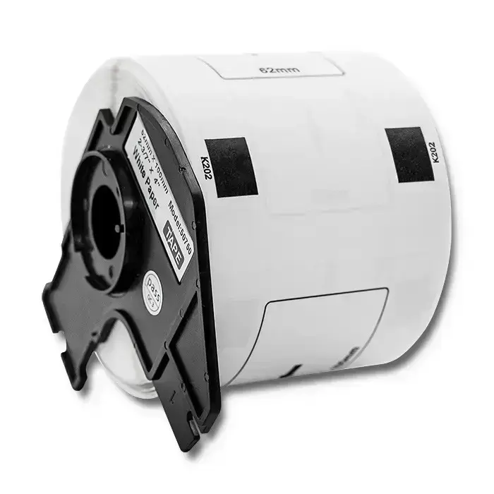 Qoltec Tape for BROTHER DK-11202 | 62mm x 100mm | 300 labels | White/Black print | Roll with holder Photo 7