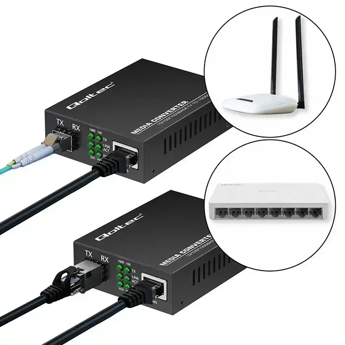 Qoltec Bidirectional Ethernet SWITCH Media Converter 1x RJ45 1x SFP| 1000Mbps | 5V Фото 5