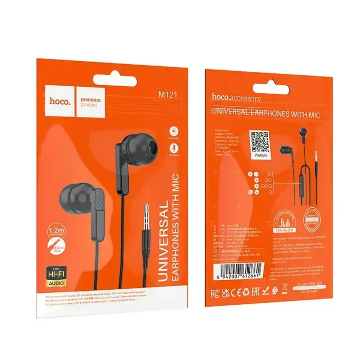 Wire earphones Jack 3,5 mm Hoco M121 black Foto 6