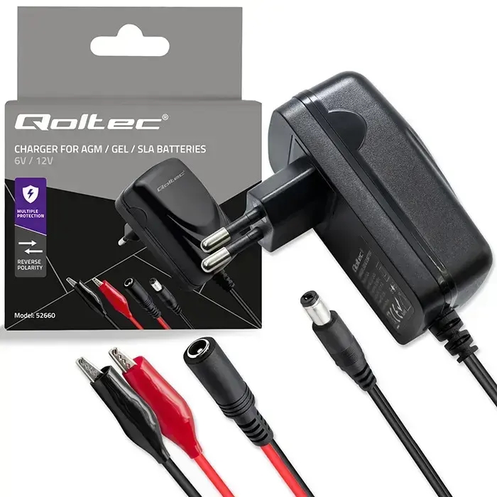 Qoltec Automatic charger for AGM GEL STD batteries | 6V/12V charger | 6W | 5.5x2.1 | 1.8m cable Photo 8