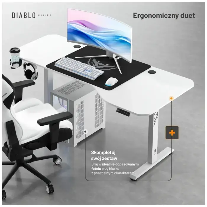 Desk with height adjustment Diablo Chairs X-TENSIO 1600 white Photo 11
