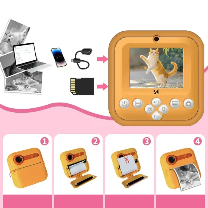 Wozinsky WDT-05 thermal printer camera, for children, print - orange Foto 5