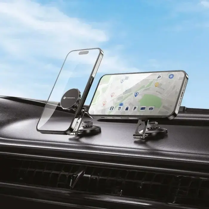 Magnetic car phone holder Forcell F-Grip IronSecure windshield / dashboard black Photo 5