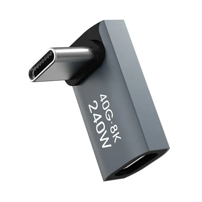 Wozinsky WPKF-01 USB-C - USB-C 40Gb|s 240W 8K OTG Angled Adapter - Gray Фото 2