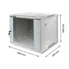 Qoltec RACK Cabinet 19" | 9U | 600 x 500 x 450 | Tempered doors | Hanging | Steel case | Lock | Grey Foto 3