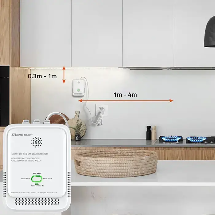 Qoltec Certified wireless Gas Leak (CH4) and Carbon monoxide (CO) detector | alarm 85dB | LED Фото 5
