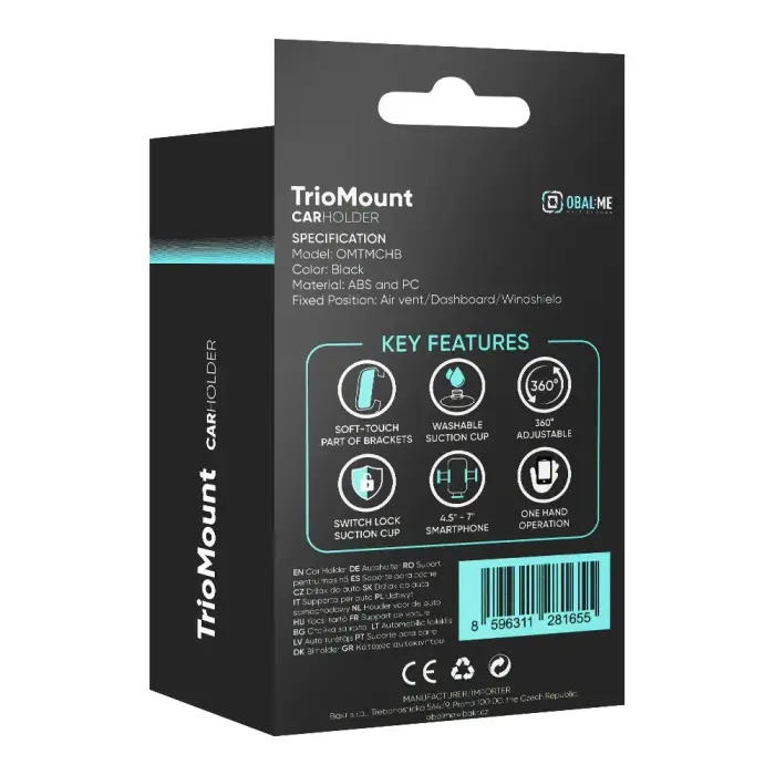OBAL:ME TrioMount Car Holder Black Фото 7