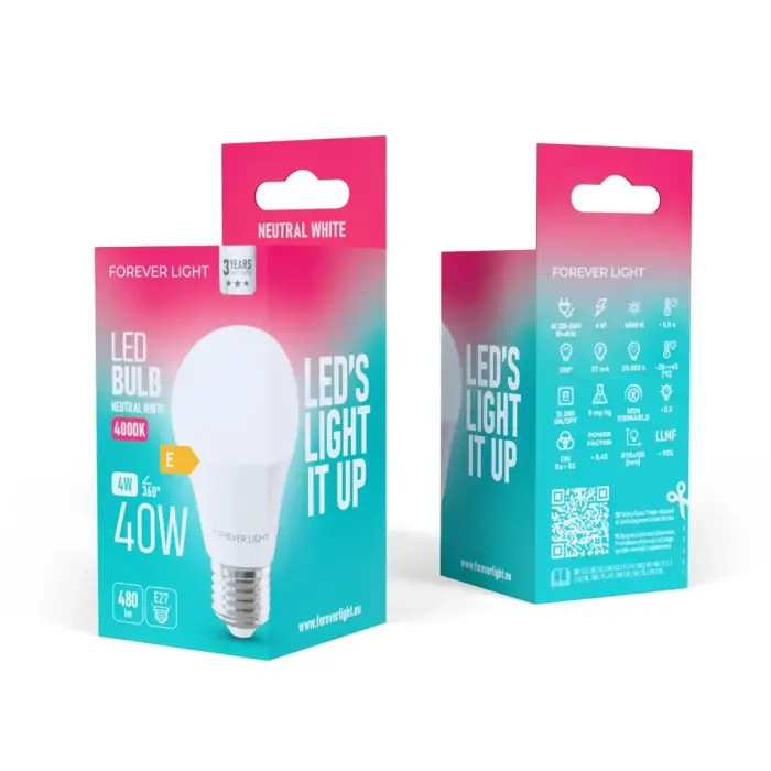 Forever Light LED Bulb E27 A55 4W 480lm 4000K class E Photo 5
