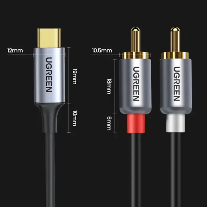 Ugreen USB Type C (male) - 2RCA (male) audio cable 1,5m gray (20193 CM451) Photo 10