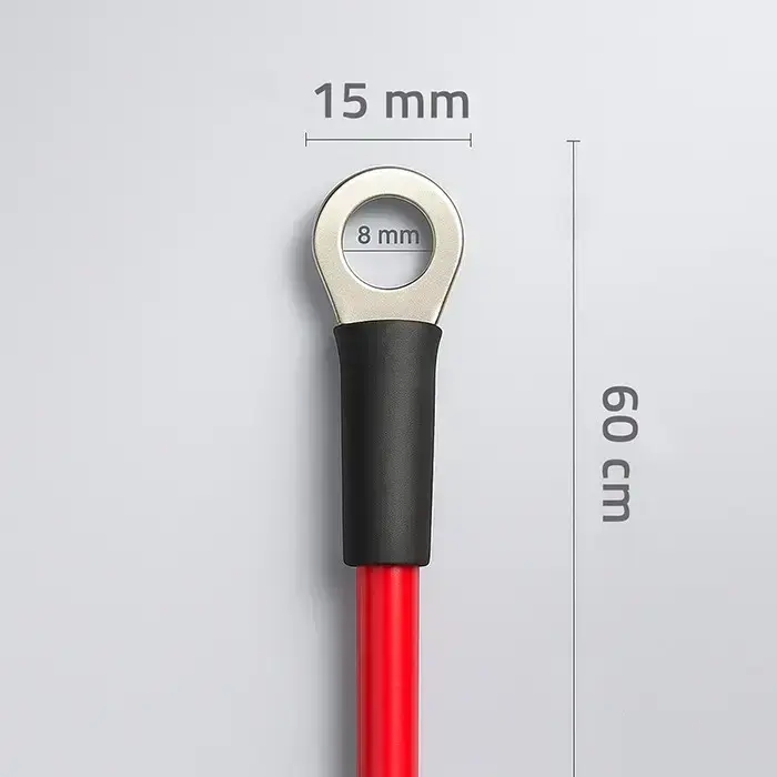 Qoltec Battery cable with connector terminals | Cable with eyelet | 60 cm | Red Foto 3