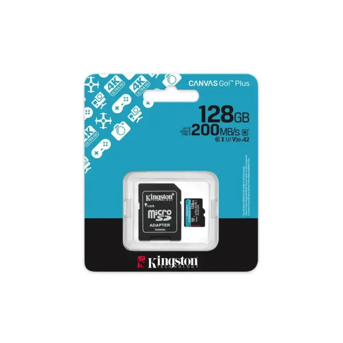 Kingston memory card 128GB microSDXC Canvas Go Plus Gen4 200MB/s A2 U3 V30 + adapter Фото 5