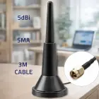 Qoltec 4G LTE antenna with magnetic base | 5dBi | indoor | omnidirectional |600-2700 MHz | SMA | 3m Foto 3