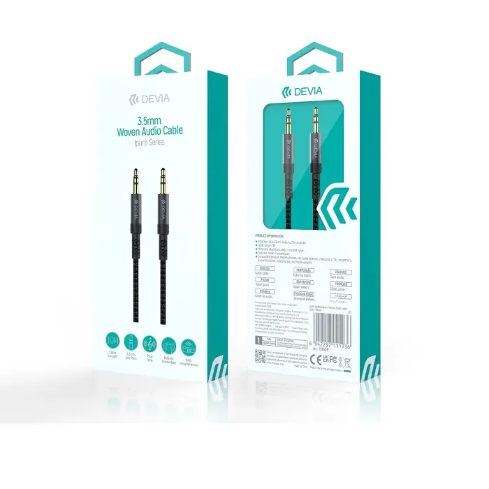 Devia cable audio Ipure EC618 jack 3,5 mm - jack 3,5 mm 1,0 m black Photo 2