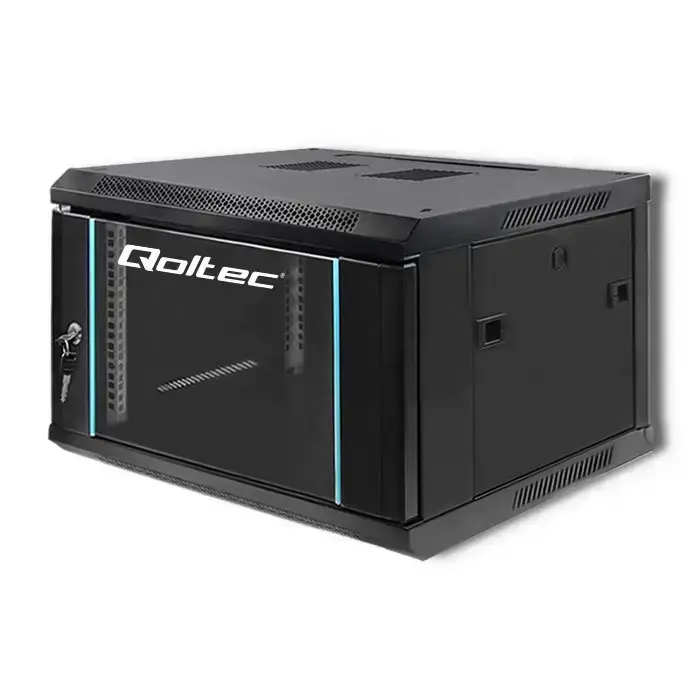 Qoltec RACK Cabinet 19" | 6U | 600 x 370 x 600 | Tempered doors | Hanging | Steel case | Lock | Black Photo 7
