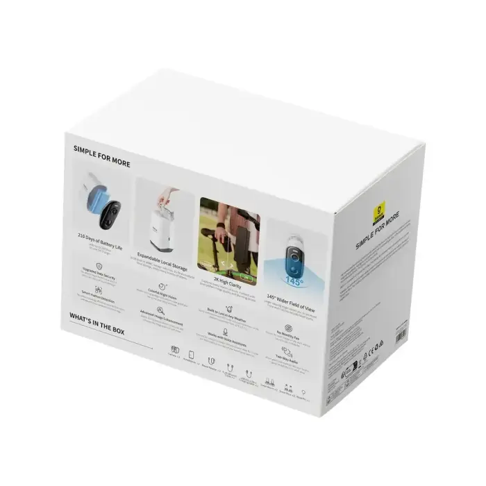 Baseus Security N1 2K Outdoor Monitoring Kit (2 Cameras) – White Фото 5