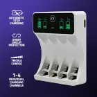 Qoltec Battery Charger for Ni-MH type R03 AAA R6 AA | LCD | USB-C cable | White  Photo 2