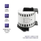 Qoltec Tape for BROTHER DK-22205 | 62mm x 30.48m | White / Black overprint | Roller with handle Photo 2