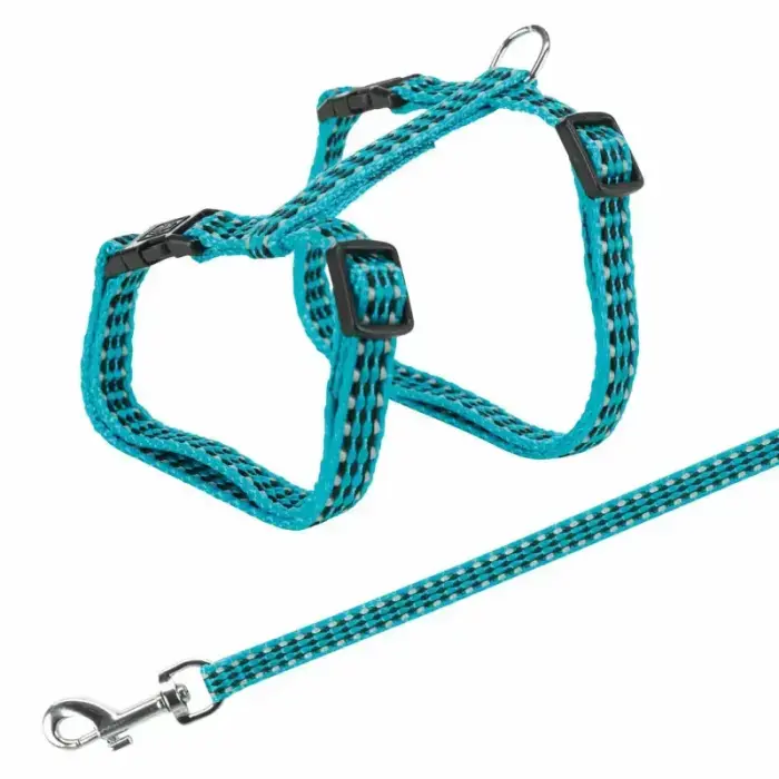 Krūšu siksna ar pavadu kaķiem - Trixie Harness with Lead, Reflecting 22/42cm/10mm, Lead 1.20m Photo 4