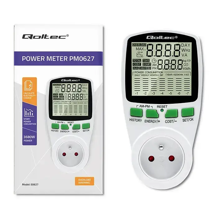 Qoltec Power meter PM0627 with history | 3680W | 16A | LCD Foto 8