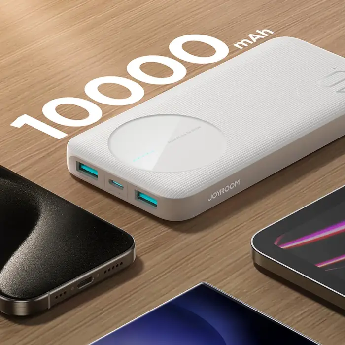 Joyroom JR-PBF12 ārējais akumulators (powerbank) | 10000 mAh | 12W | USB-A, USB-C | balts Foto 10