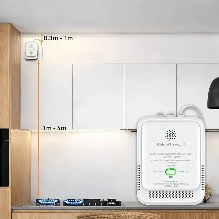 Qoltec Certified Natural Gas Leak Sensor | CH4 detector | NG | Tuya | Wi-Fi | 85dB alarm | LED  Photo 5