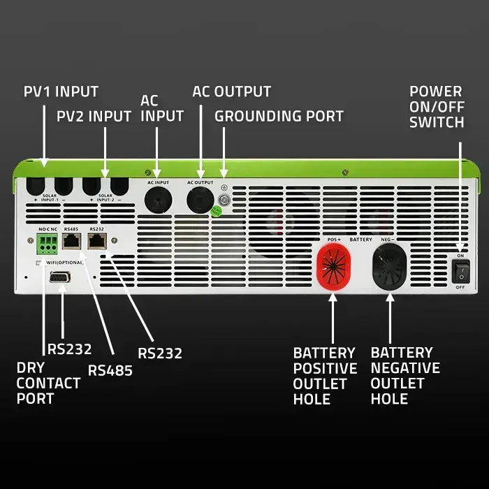 Qoltec Hybrid Solar Inverter Off-Grid 11000W | 160A | 48V| MPPT | BMS | AGM GEL LiFePO4 | Sinus | Wi-Fi option | Power factor 1.0  Фото 8