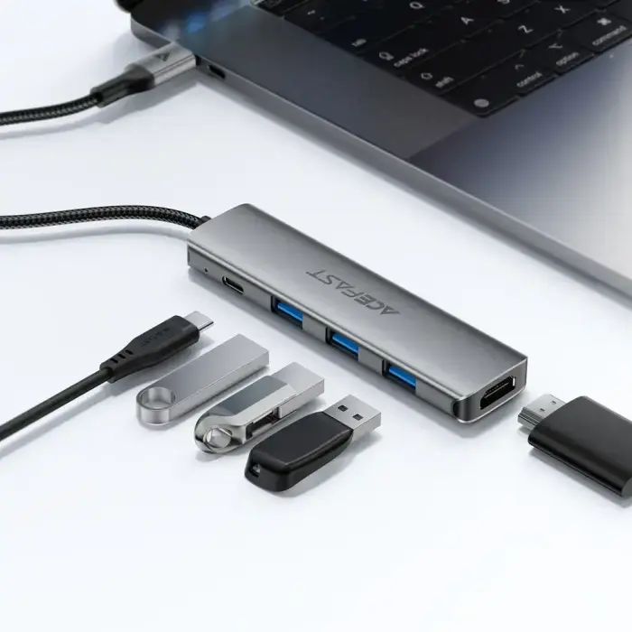 Acefast J16 USB Hub USB-C 5-in-1 HDMI 4K 60Hz PD90W Docking Station - Gray Фото 7