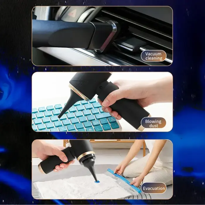 Mini Foldable Handheld Car Vacuum Cleaner with Blower Function - Black Foto 3