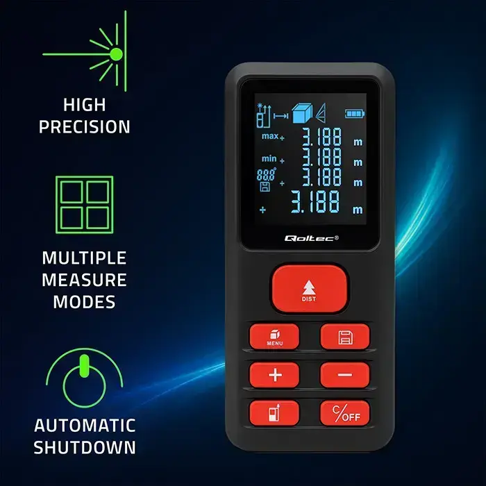 Qoltec Precise digital laser distance meter with an electronic level | LCD with backlight | 50m Фото 2