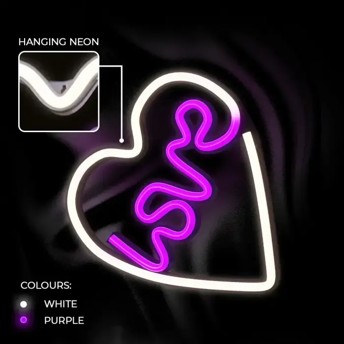 Neon LED Light LOVE HEART purple white NNE02 Neolia Фото 5