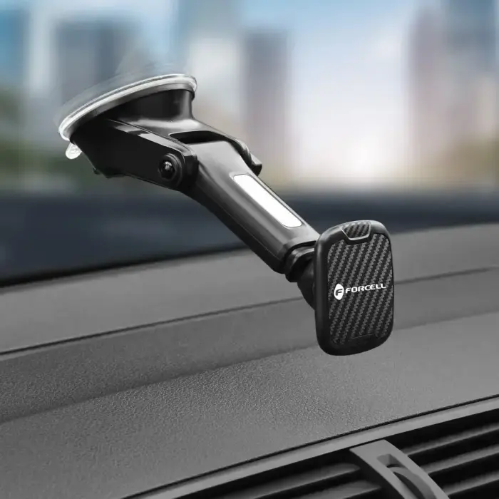Magnetic car phone holder Forcell F-Grip Carbon H-CT327 windshield / dashboard black Photo 9