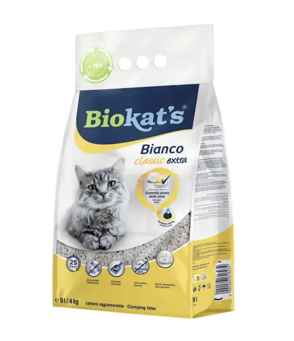 Smiltis kaķu tualetēm - Biokats Bianco Extra 5 L Foto 2