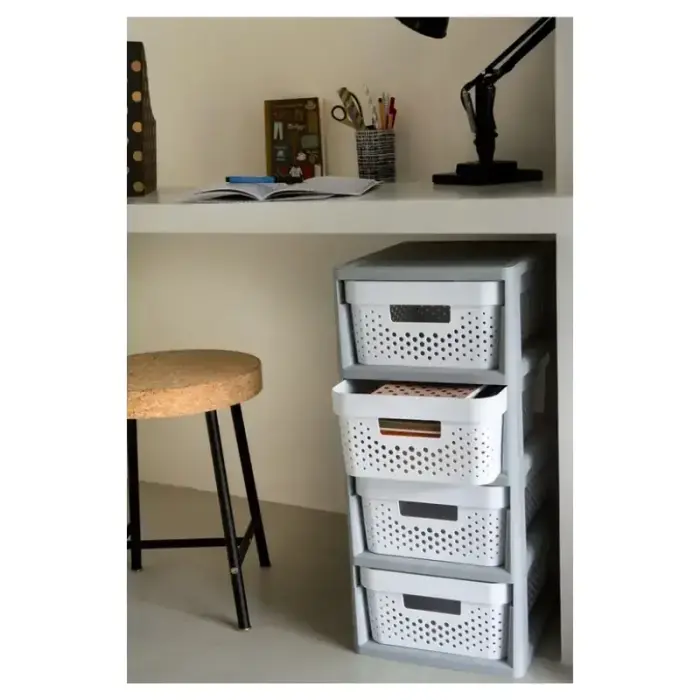 Chest of drawers on wheels with 4 perforated boxes 11L Infinity 30x36x69cm dark grey Photo 3
