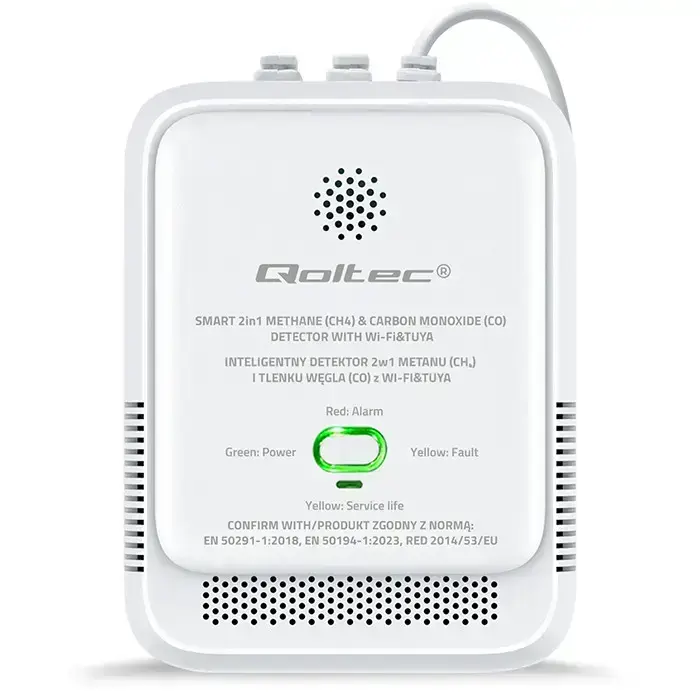 Qoltec Certified natural gas and carbon monoxide (CO) leak detector | CH4 | CO | NG | Tuya | Wi-Fi | 85dB alarm | LED Photo 10