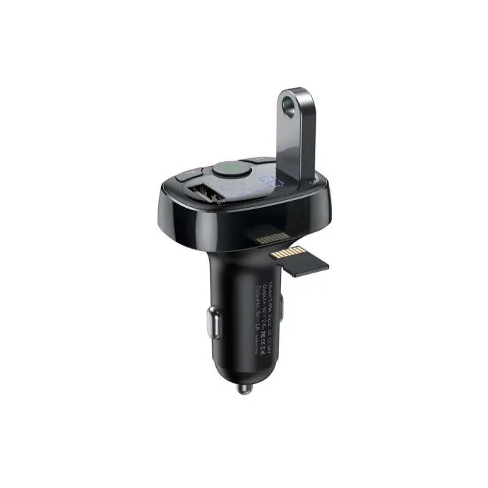 Baseus FM Transmitter T typed Bluetooth 2xUSB microSD (Black) Фото 2