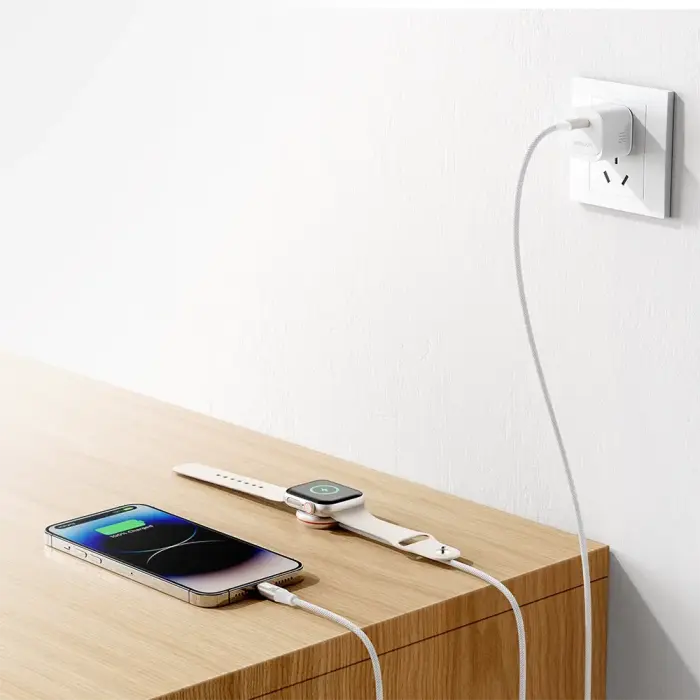 Joyroom 2 in 1 Lightning cable and inductive charger for Apple Watch 1.5m white (S-IW011) Foto 10