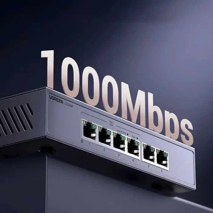 Switch Ugreen 6-Port 1Gb/s Ethernet Switch with PoE - Gray Foto 7