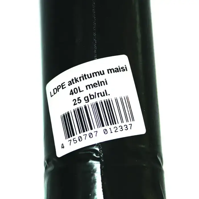 Atkritumu maisi, tilpums 40 L, , 25 gab./rullī, LDPE, 30 mkr, melni Foto 2