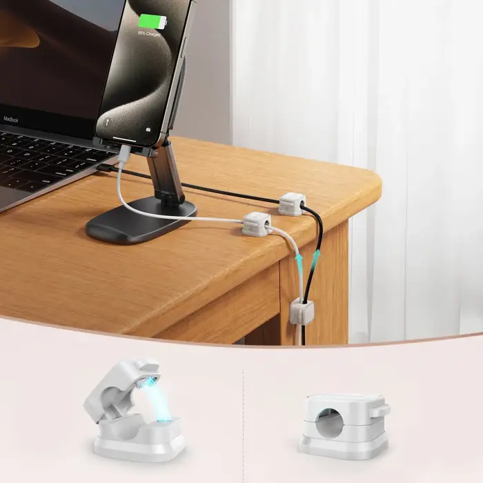 Joyroom JR-ZS368 magnetic cable organizer - white (6 pcs.) Photo 7