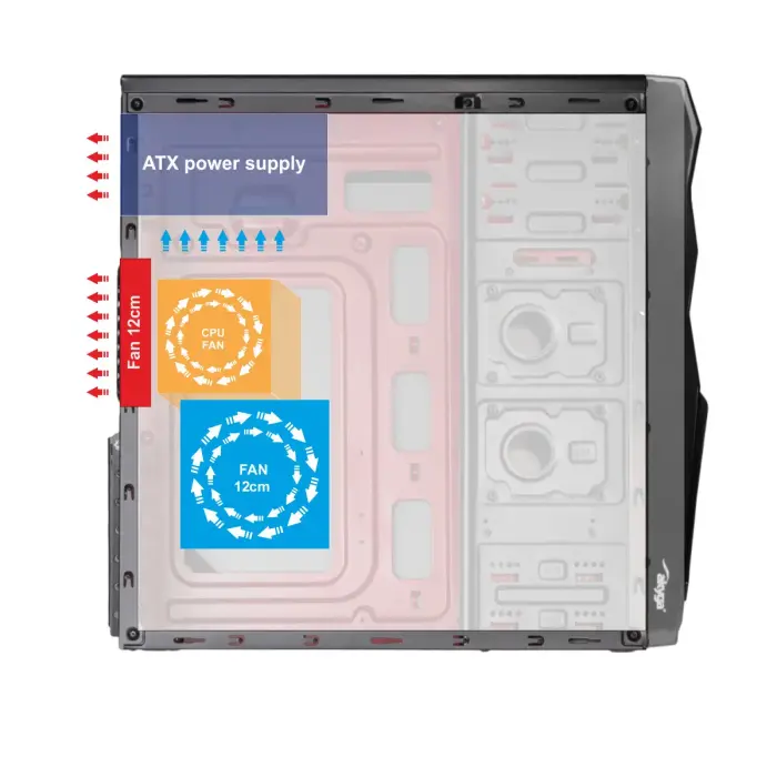 Case Midi ATX Akyga AK939BL 2x USB 2.0 black w|o PSU Foto 9