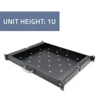 Qoltec Solid steel mount shelf with handle for RACK | 600*600 | Pull-out | Black Photo 4