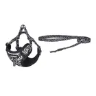 Dogness walking set leash+harness for dog (black and white) Photo 1