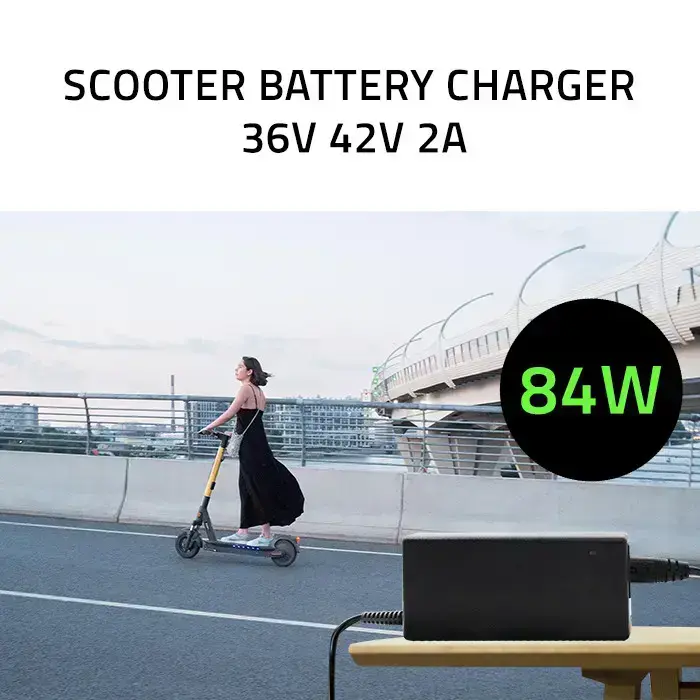 Qoltec Charger for electric scooter, e-bike 84W | 36V | 42V | 2A | 8.0*8.0+pin | +power cable Фото 2