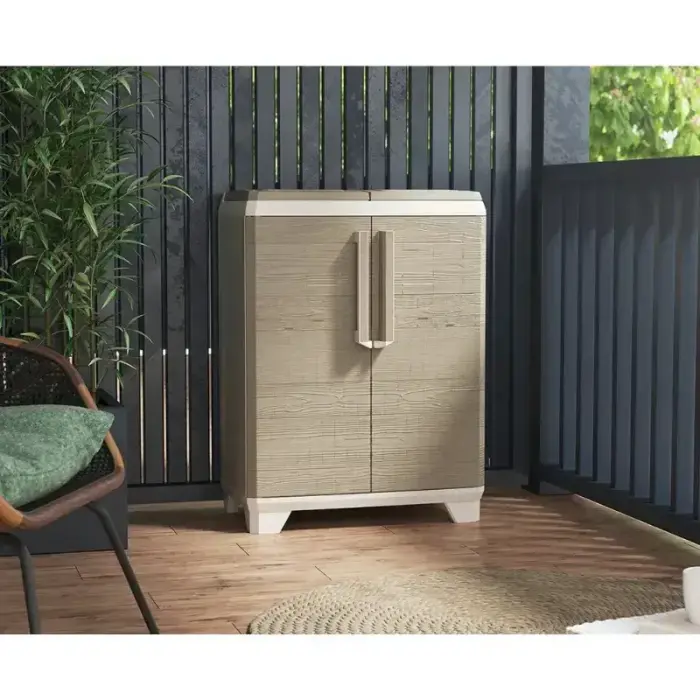 Waste sorting system Split Premium Wood 110L Recycling system 68x39x92cm light beige/light gray Photo 3