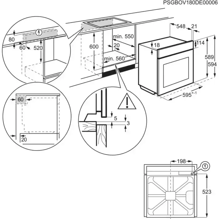 Electrolux cepeškrāsns, iebūv., 72L, melna Foto 7