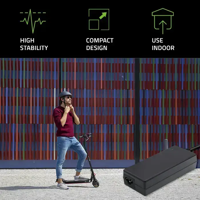 Qoltec Charger for electric scooter, e-bike 84W | 36V | 42V | 2A | 8.0*8.0+pin | +power cable Фото 5