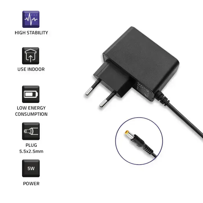 Qoltec Plug-in power supply 5W | 5V | 1A | 5.5*2.5 Photo 3