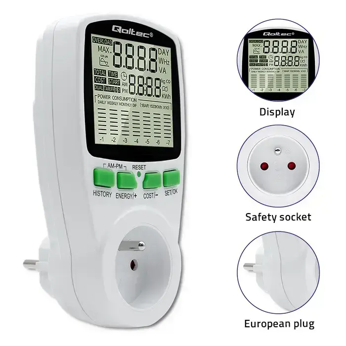 Qoltec Power meter PM0627 with history | 3680W | 16A | LCD Foto 6