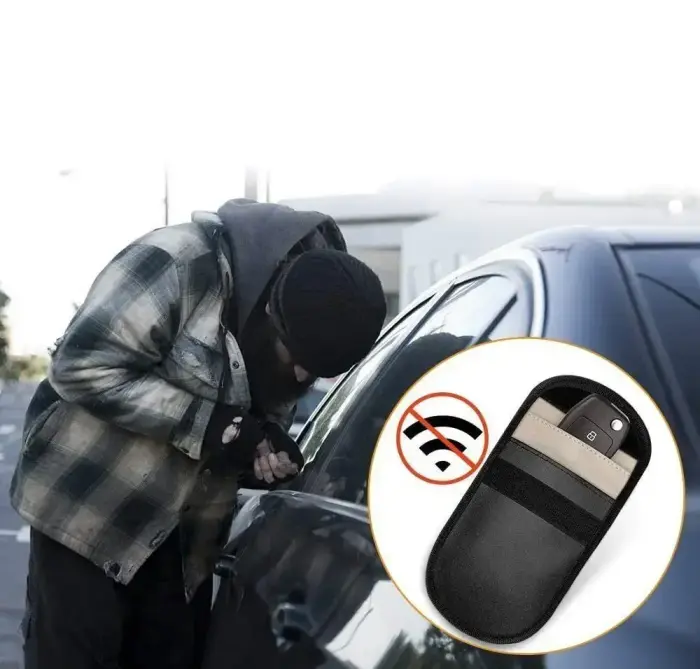 Anti-theft case for car keys blocking radio waves Keyless Faraday Box cover Faraday cage 14 cm with 10 cm black Фото 4